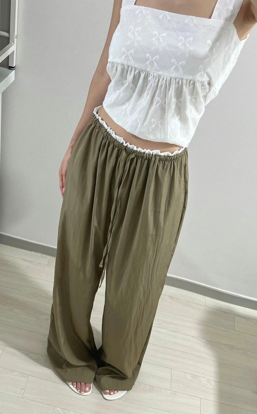 MY YOUNG東大門㊣實拍女裝新品25春夏休閑人氣時尚休閑褲尼龍OUNCE休閑褲圖色2