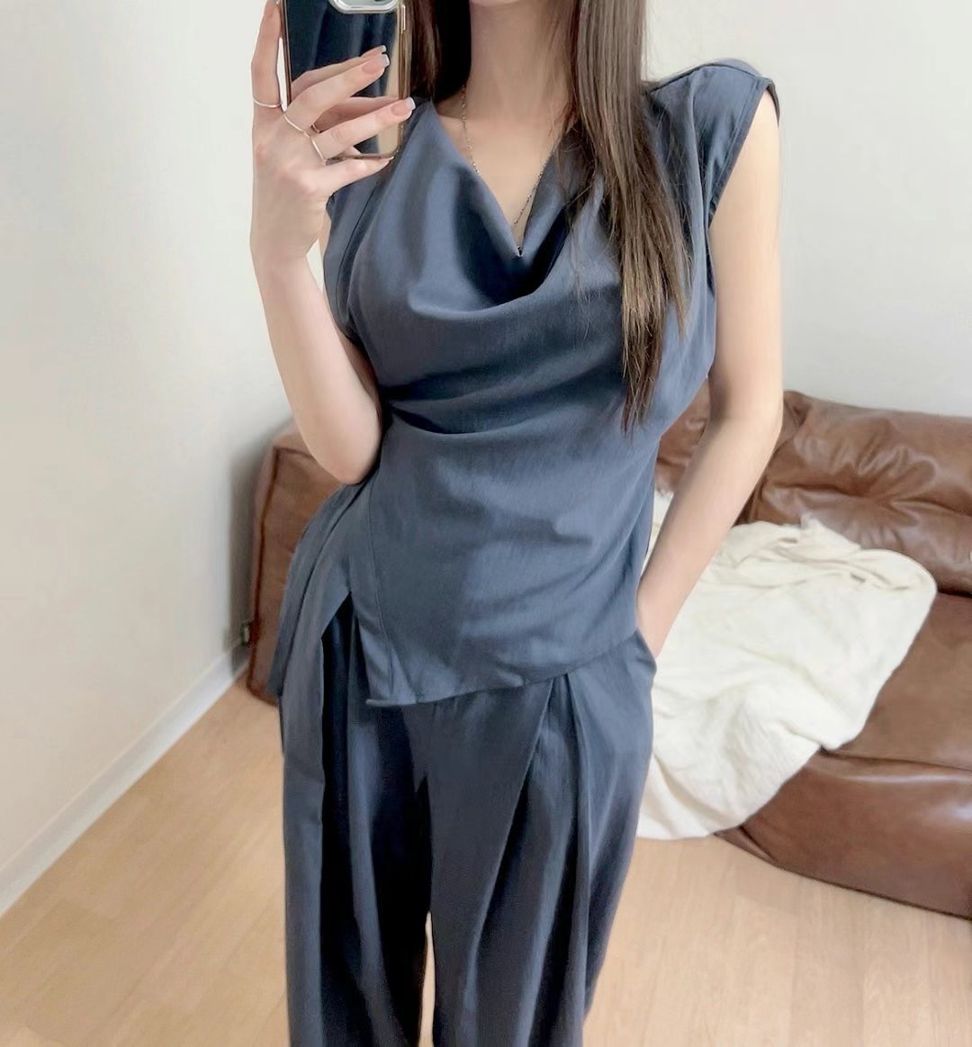 MY YOUNG東大門㊣實拍女裝新品休閑人氣時尚襯衫蕾絲衫亞麻OUNCE襯衫/蕾絲衫圖色2