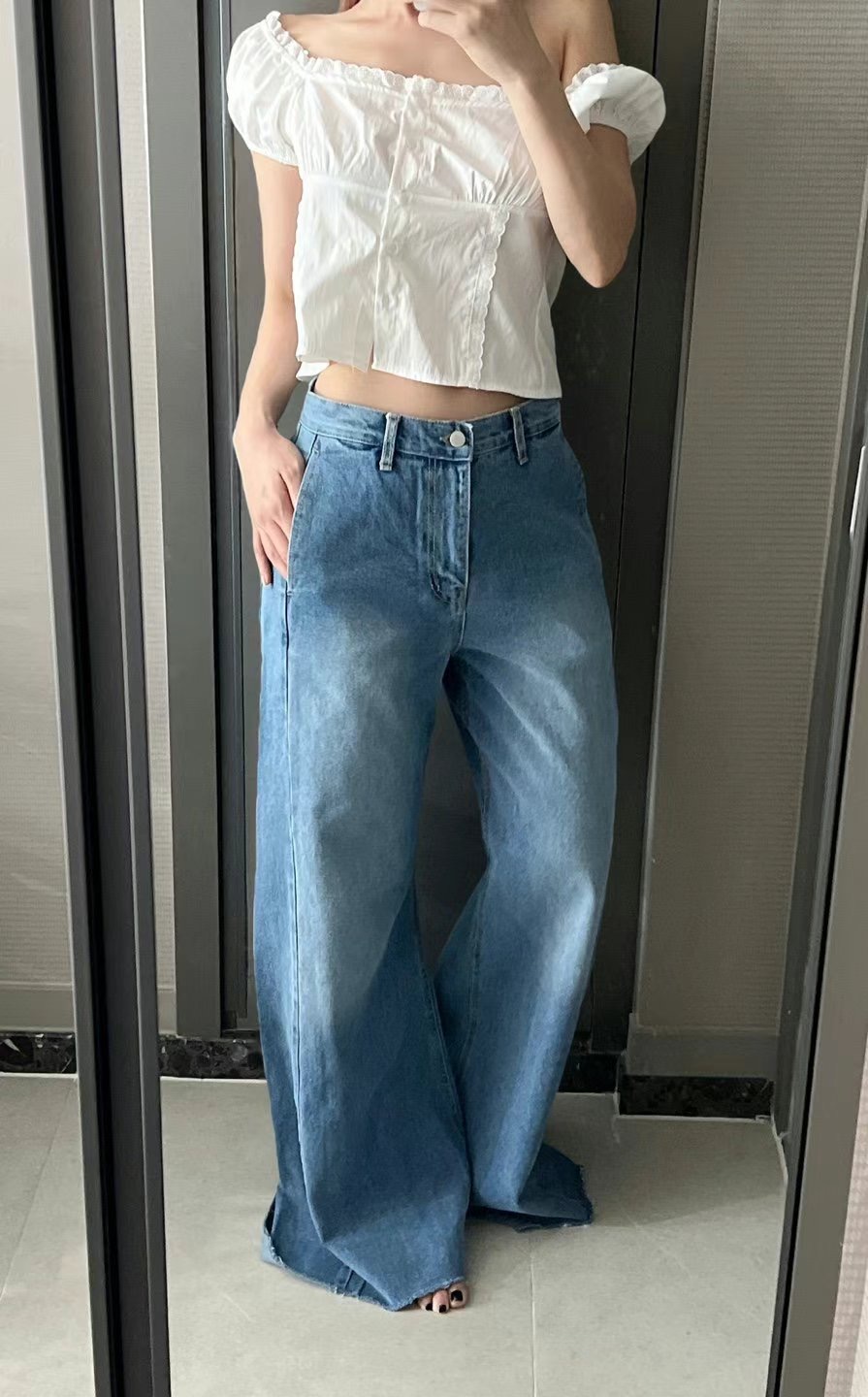 MY YOUNG東大門㊣實拍女裝新款時尚職業真品休閑推薦牛仔褲OUNCE牛仔褲圖色1
