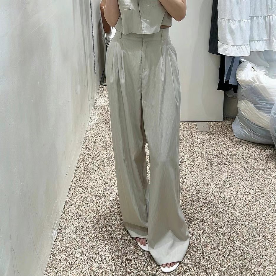 MY YOUNG東大門㊣代購女士新品時尚25春夏職業休閑休閑褲口袋OUNCE休閑褲圖色2