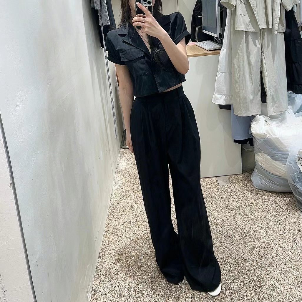 MY YOUNG東大門㊣代購女士新品時尚25春夏職業休閑休閑褲口袋OUNCE休閑褲圖色3