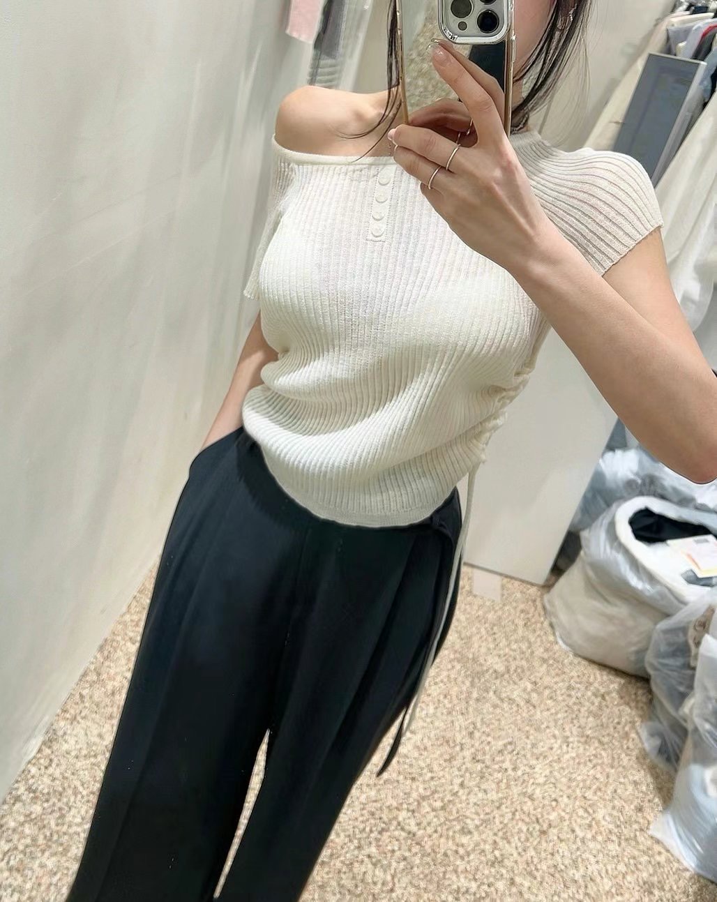MY YOUNG東大門㊣實拍女士新款休閑25春夏推薦人氣針織衫紐扣OUNCE針織衫圖色3