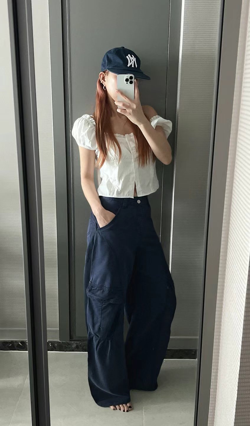 MY YOUNG東大門㊣直郵女裝新款推薦人氣職業休閑休閑褲口袋OUNCE休閑褲
