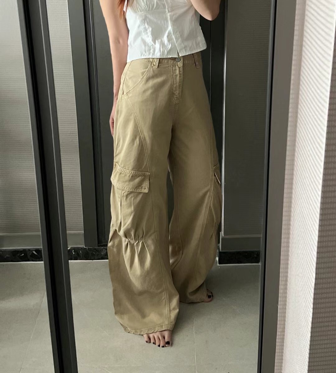 MY YOUNG東大門㊣直郵女裝新款推薦人氣職業休閑休閑褲口袋OUNCE休閑褲圖色2