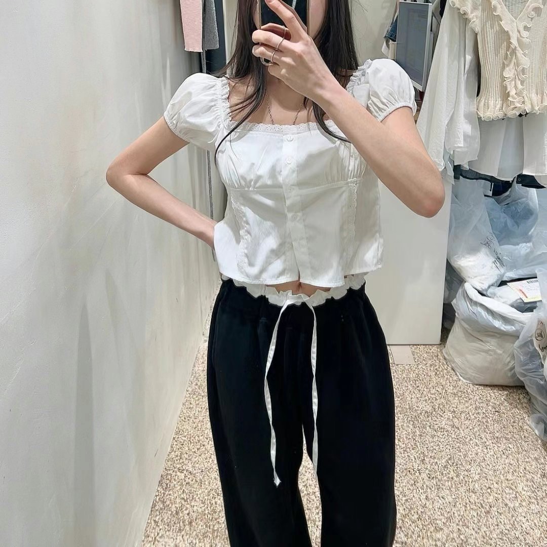 MY YOUNG韓國代購㊣女裝新款25春夏真品推薦休閑襯衫蕾絲衫OUNCE襯衫/蕾絲衫