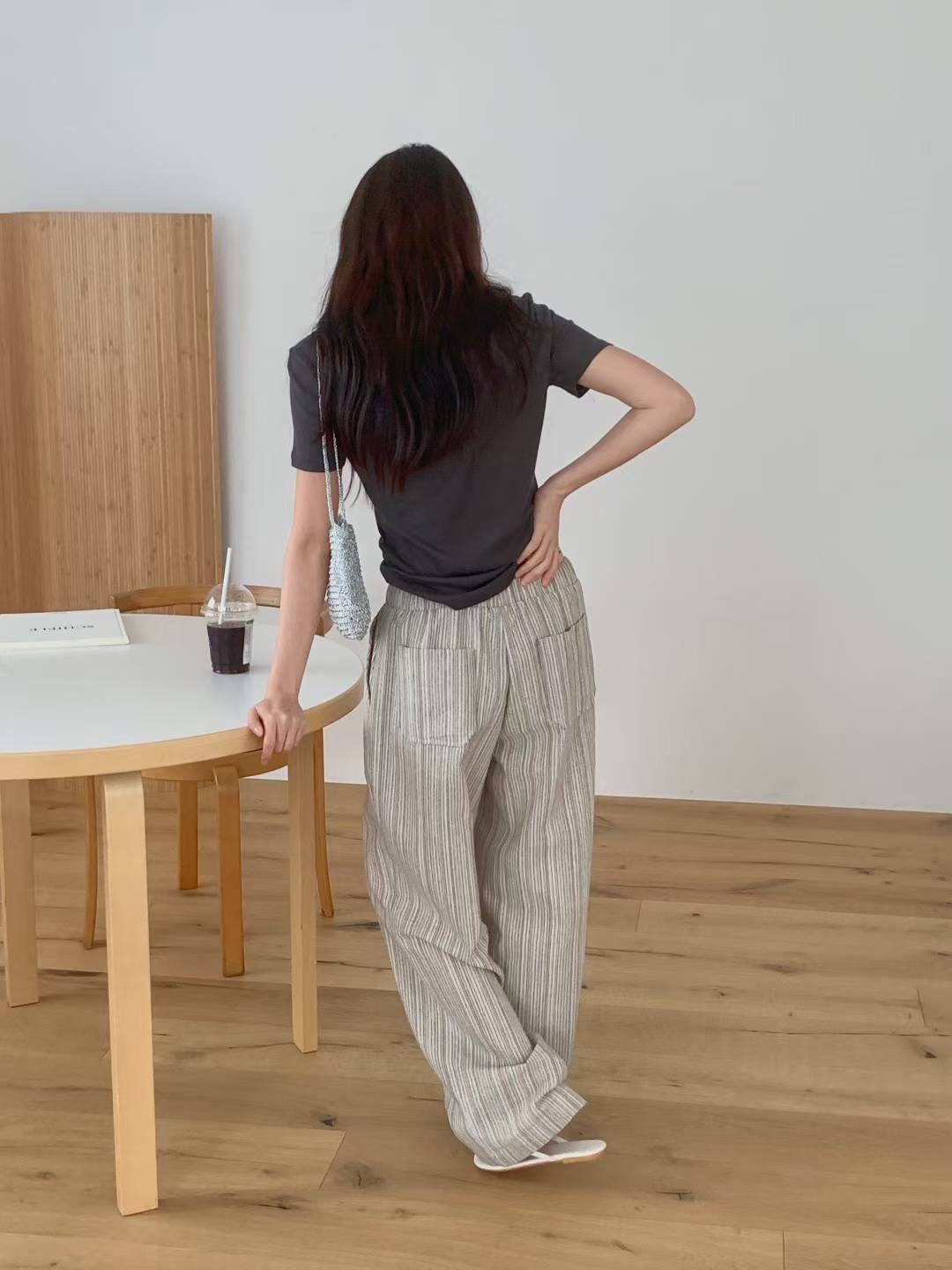 SUMMER MOON東大門㊣直郵女裝新品25春夏休閑真品休閑褲條紋SUMMER MOON休閑褲