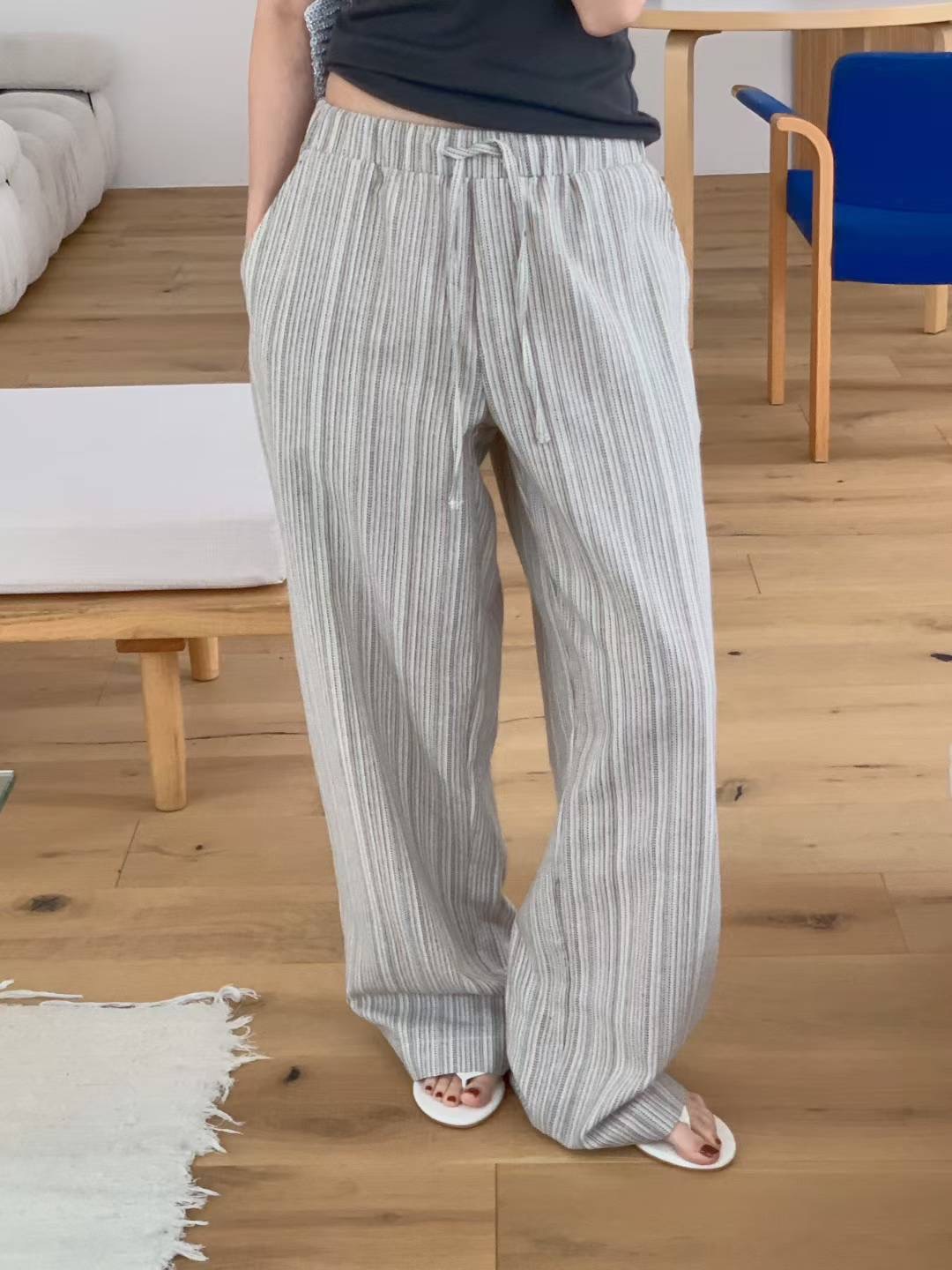 SUMMER MOON東大門㊣直郵女裝新品25春夏休閑真品休閑褲條紋SUMMER MOON休閑褲圖色2