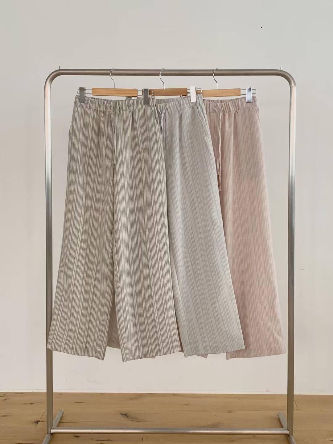 SUMMER MOON東大門㊣直郵女裝新品25春夏休閑真品休閑褲條紋SUMMER MOON休閑褲圖色3左三色