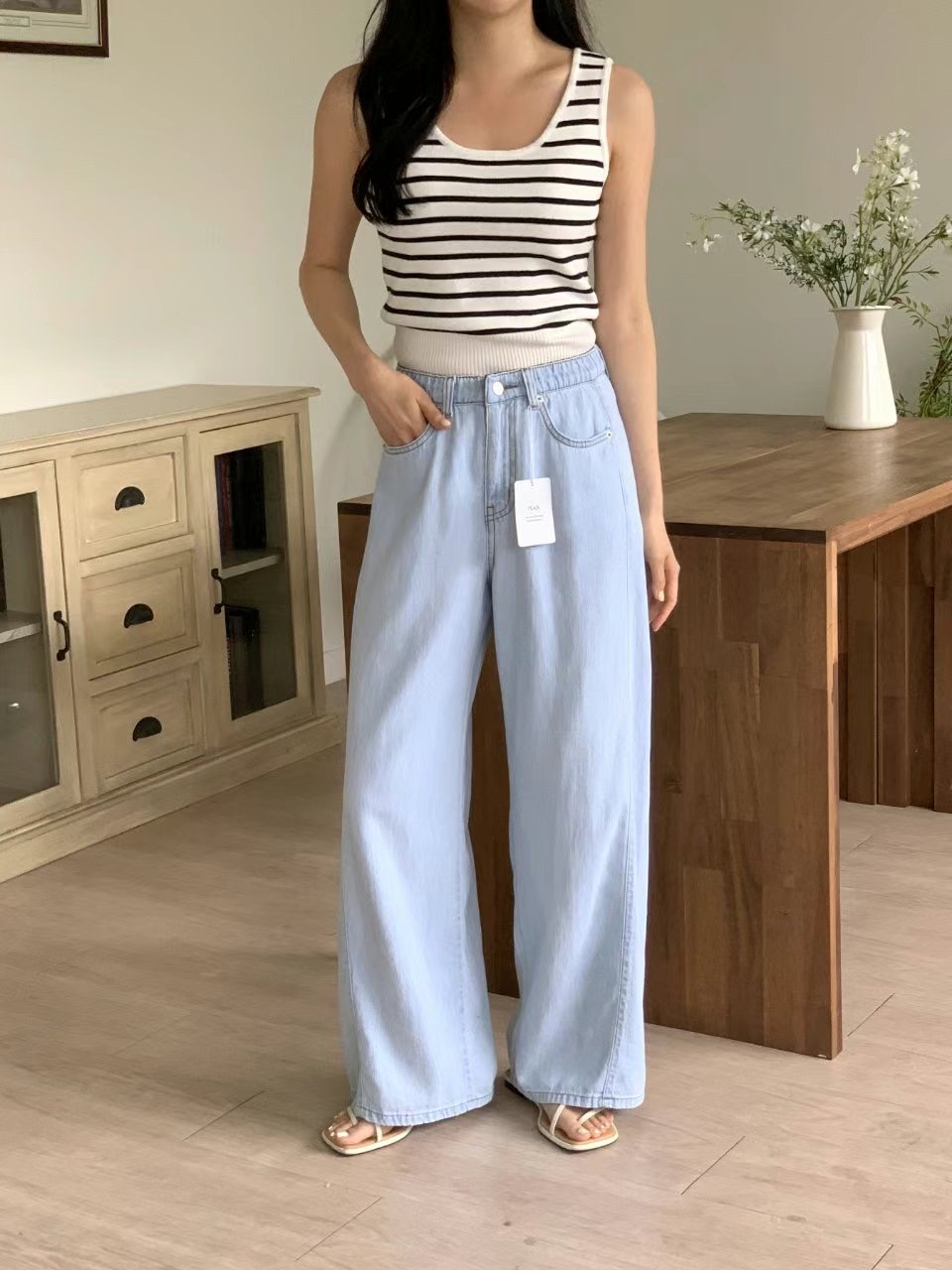 QMARKET東大門㊣代購女裝新款25春夏推薦時尚休閑人氣牛仔褲QMARKET牛仔褲
