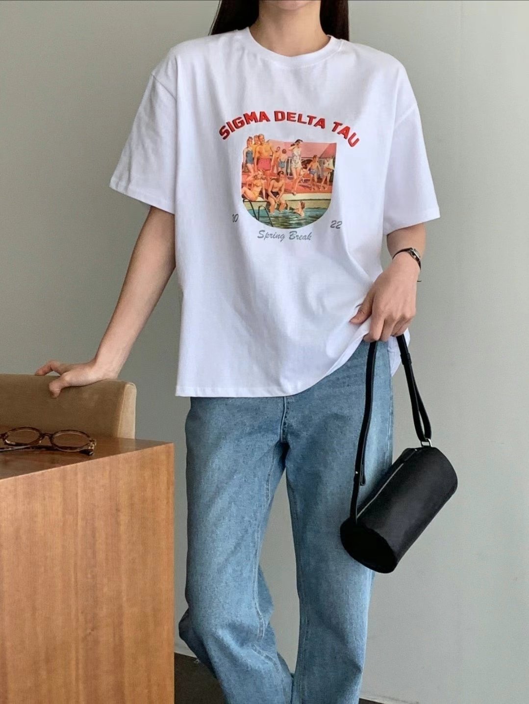 NEAR DEAR韓國代購㊣女裝新款時尚休閑真品熱賣25春夏職業T恤NEAR DEART恤圖色2