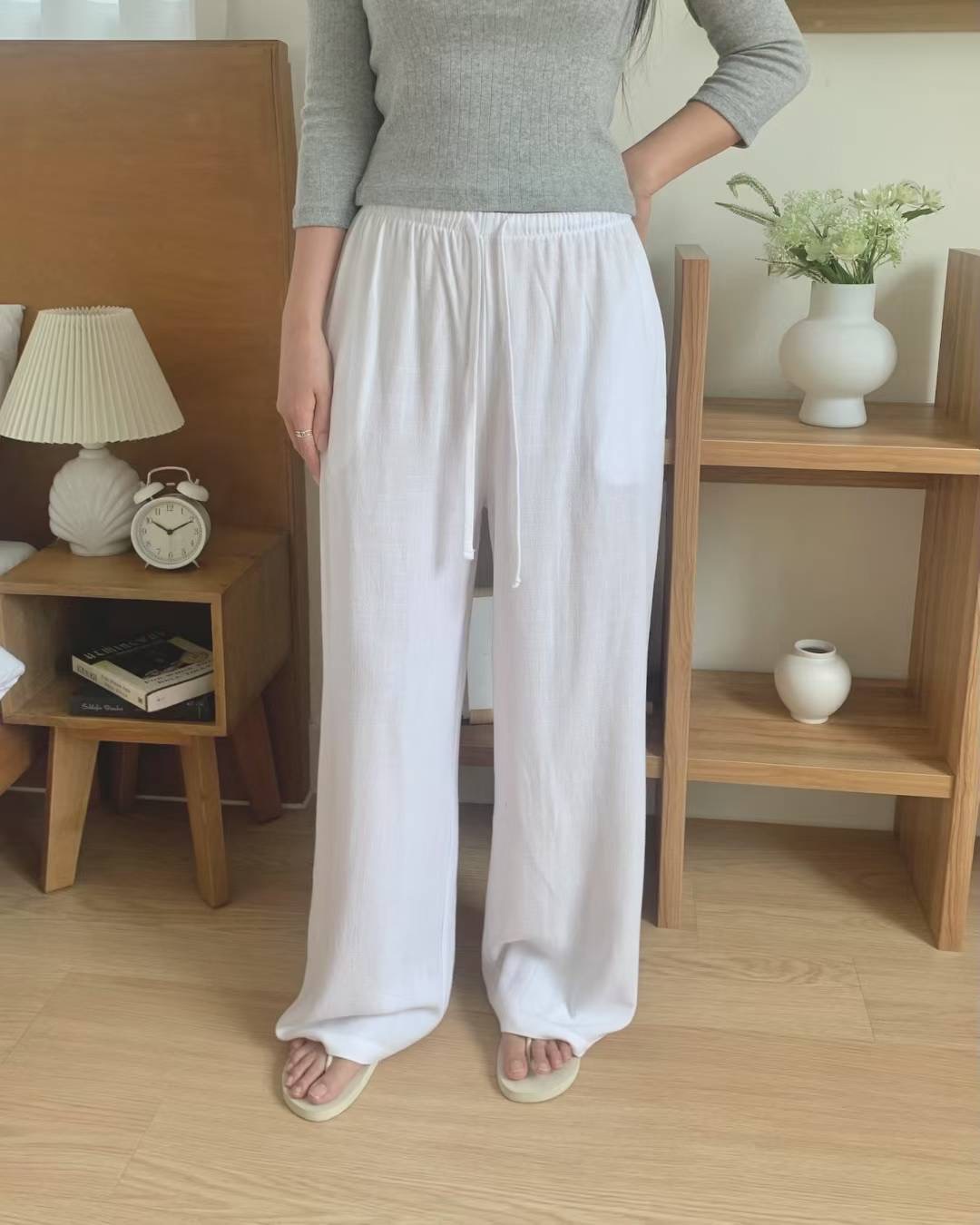 AGATHE韓國直郵㊣女裝新品25春夏人氣推薦職業真品休閑褲亞麻AGATHE休閑褲