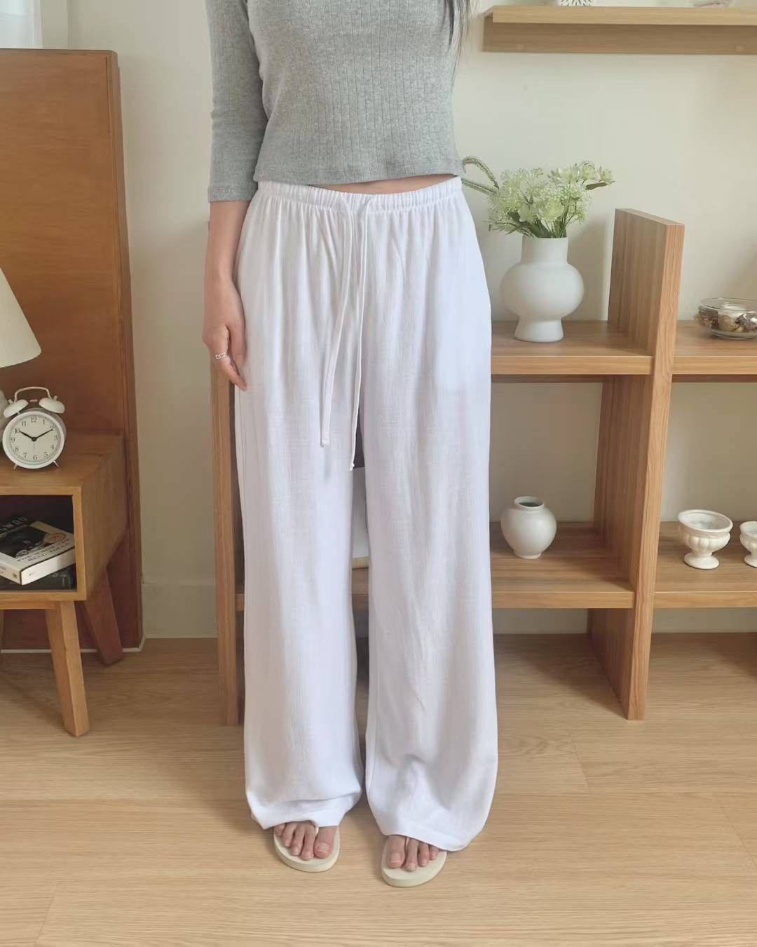 AGATHE韓國直郵㊣女裝新品25春夏人氣推薦職業真品休閑褲亞麻AGATHE休閑褲