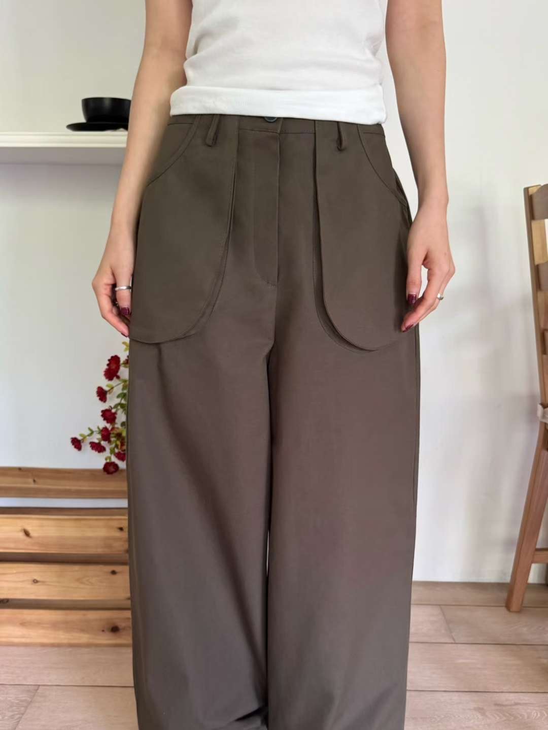 OURSTUDIO東大門㊣直郵女士新品時尚職業休閑人氣休閑褲口袋OURSTUDIO休閑褲