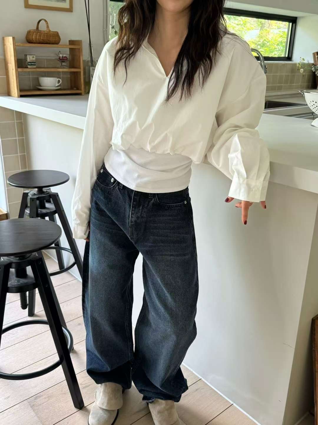 OURSTUDIO東大門㊣直郵女士新品熱賣25春夏時尚職業襯衫蕾絲衫OURSTUDIO襯衫/蕾絲衫