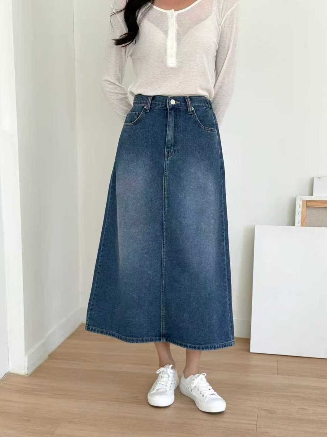 QMARKET韓國直郵㊣女裝新款人氣25春夏職業真品時尚熱賣長裙QMARKET長裙圖色2