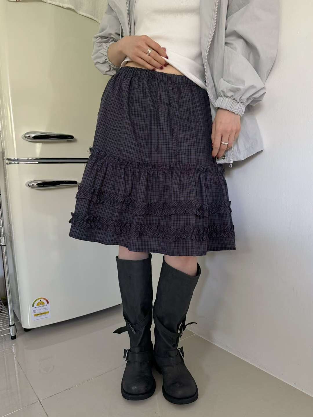 OURSTUDIO韓國代購㊣女裝新款熱賣25春夏真品推薦半身裙中短裙OURSTUDIO半身裙/中短裙
