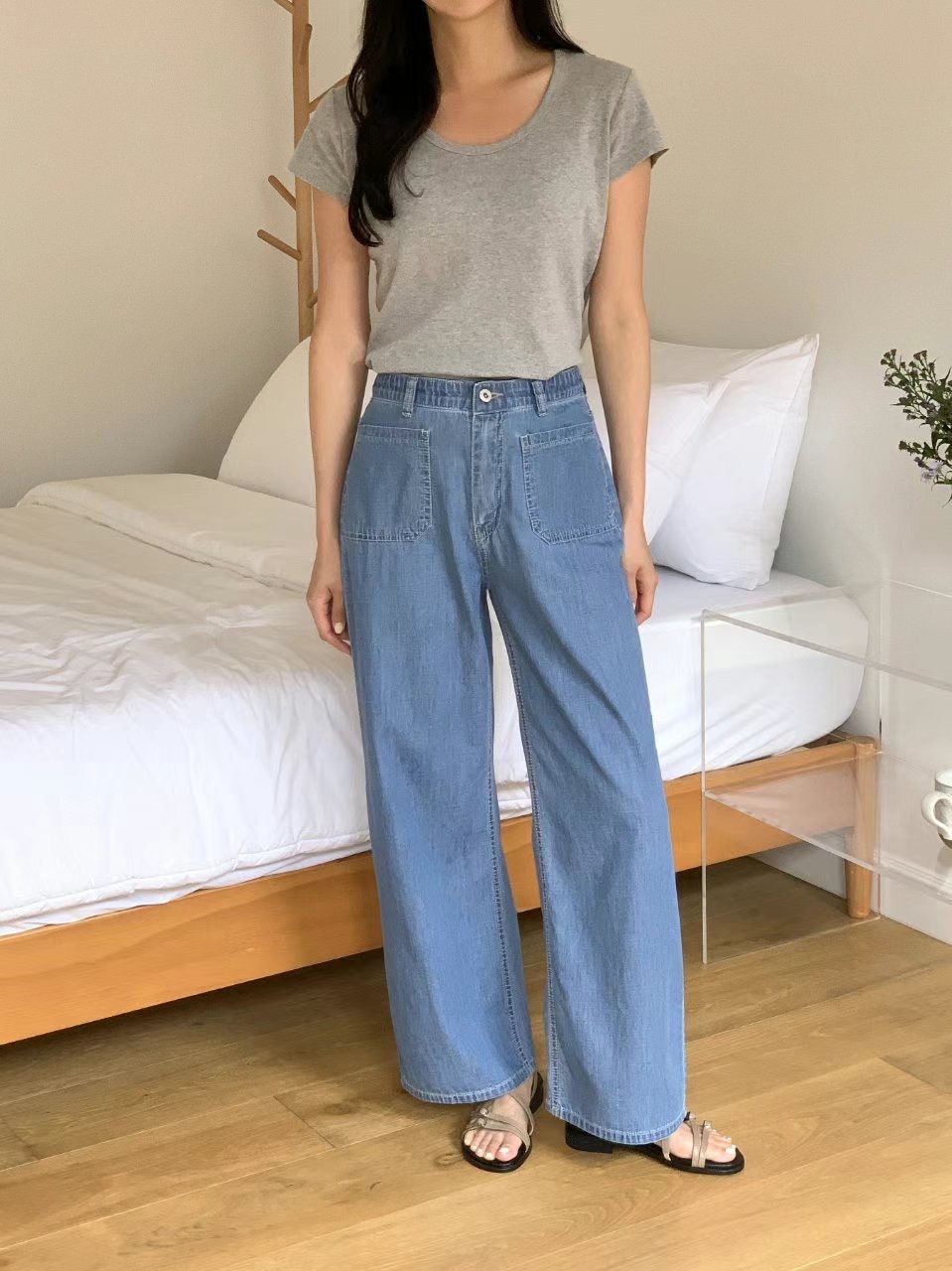 QMARKET東大門㊣直郵女士新款職業25春夏推薦休閑時尚牛仔褲QMARKET牛仔褲圖色2