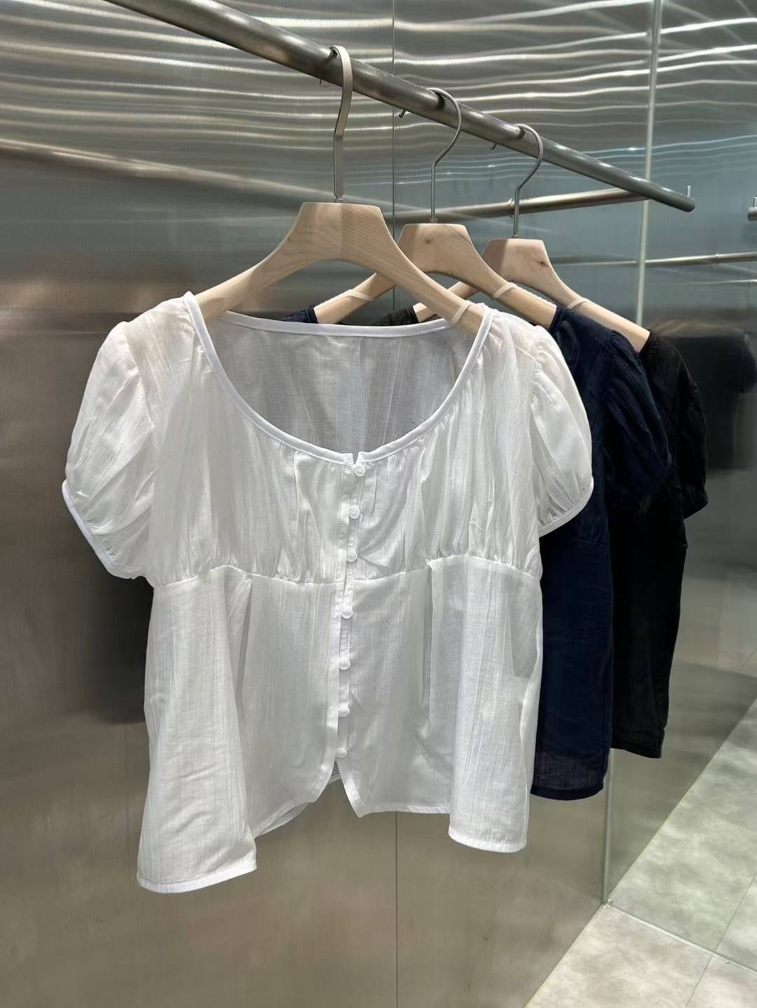 SUMMER MOON韓國代購㊣女士新品時尚推薦襯衫蕾絲衫泡泡袖SUMMER MOON襯衫/蕾絲衫