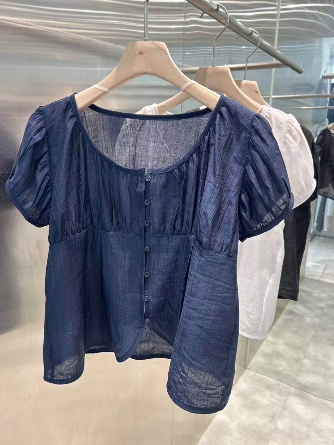 SUMMER MOON韓國代購㊣女士新品時尚推薦襯衫蕾絲衫泡泡袖SUMMER MOON襯衫/蕾絲衫