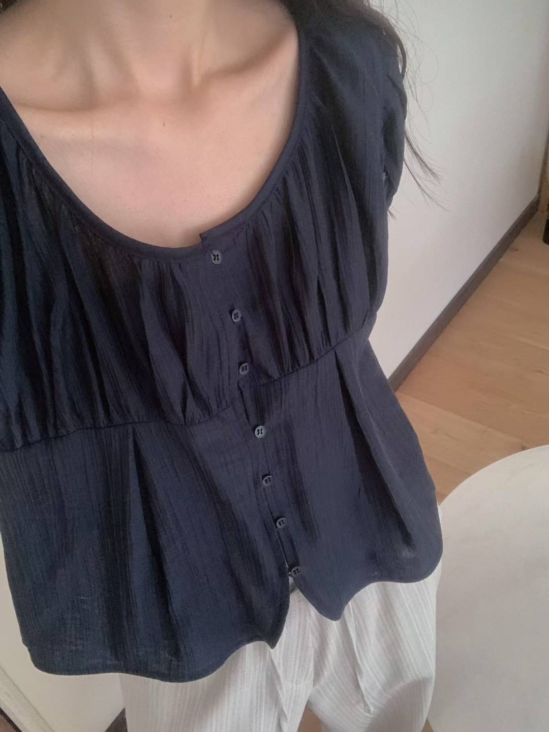 SUMMER MOON韓國代購㊣女士新品時尚推薦襯衫蕾絲衫泡泡袖SUMMER MOON襯衫/蕾絲衫