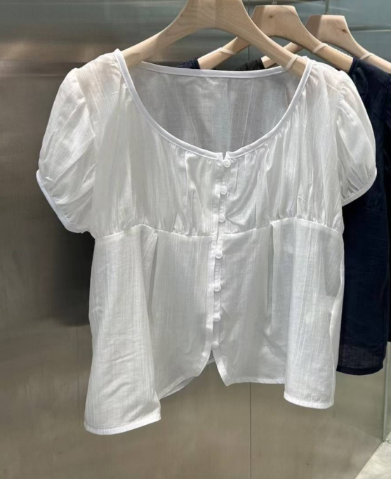 SUMMER MOON韓國代購㊣女士新品時尚推薦襯衫蕾絲衫泡泡袖SUMMER MOON襯衫/蕾絲衫