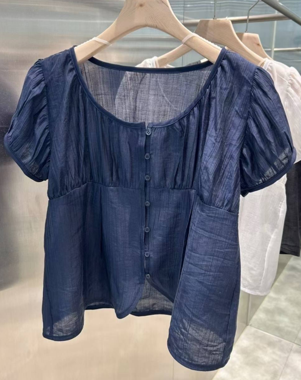 SUMMER MOON韓國代購㊣女士新品時尚推薦襯衫蕾絲衫泡泡袖SUMMER MOON襯衫/蕾絲衫圖色2