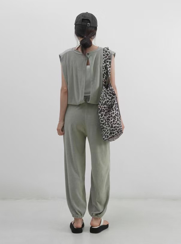SUMMER MOON韓國直郵㊣女裝新品25春夏推薦休閑連體褲毛圈布SUMMER MOON連體褲
