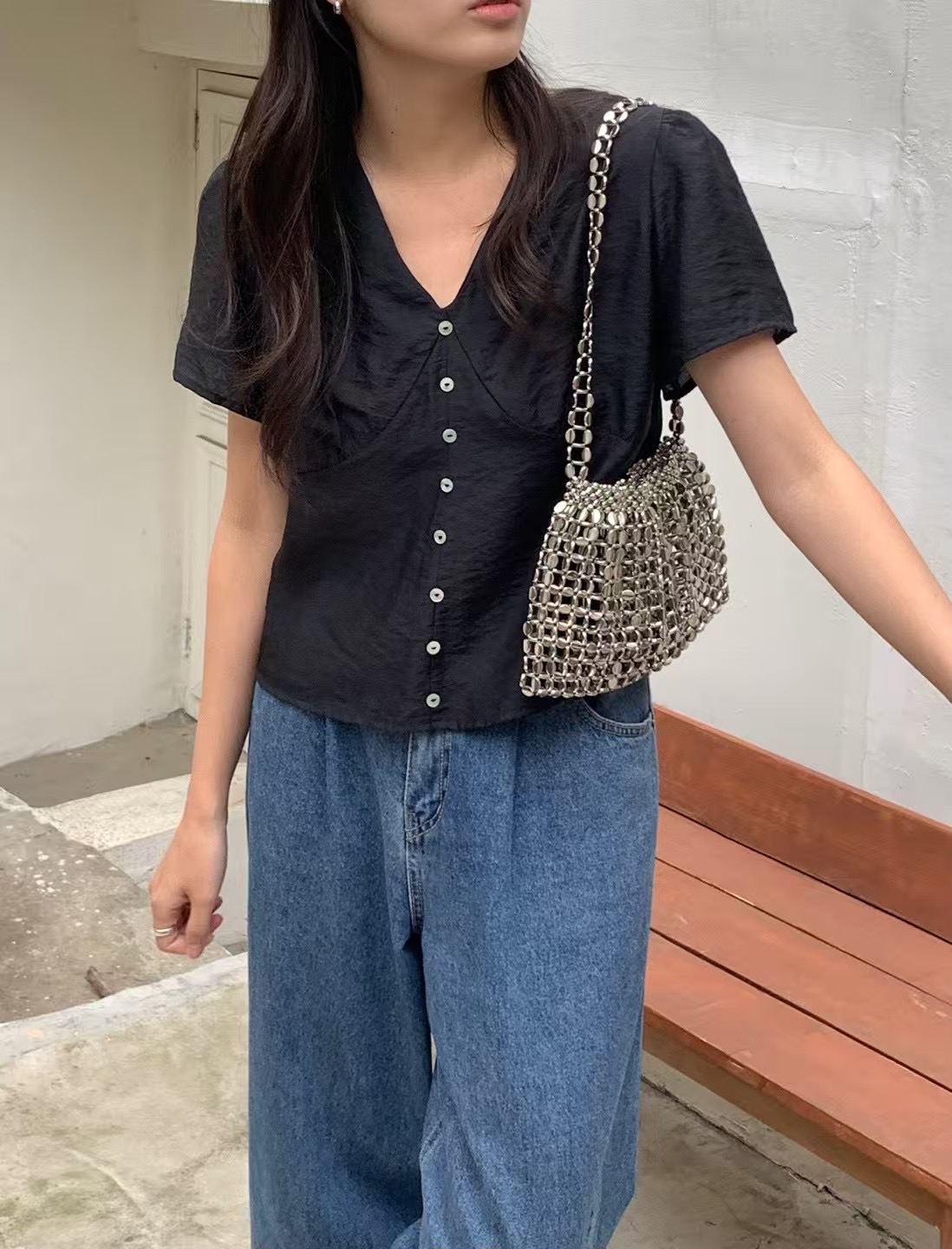 OBOE東大門㊣直郵女裝新品時尚熱賣25春夏休閑人氣襯衫蕾絲衫OBOE襯衫/蕾絲衫圖色2