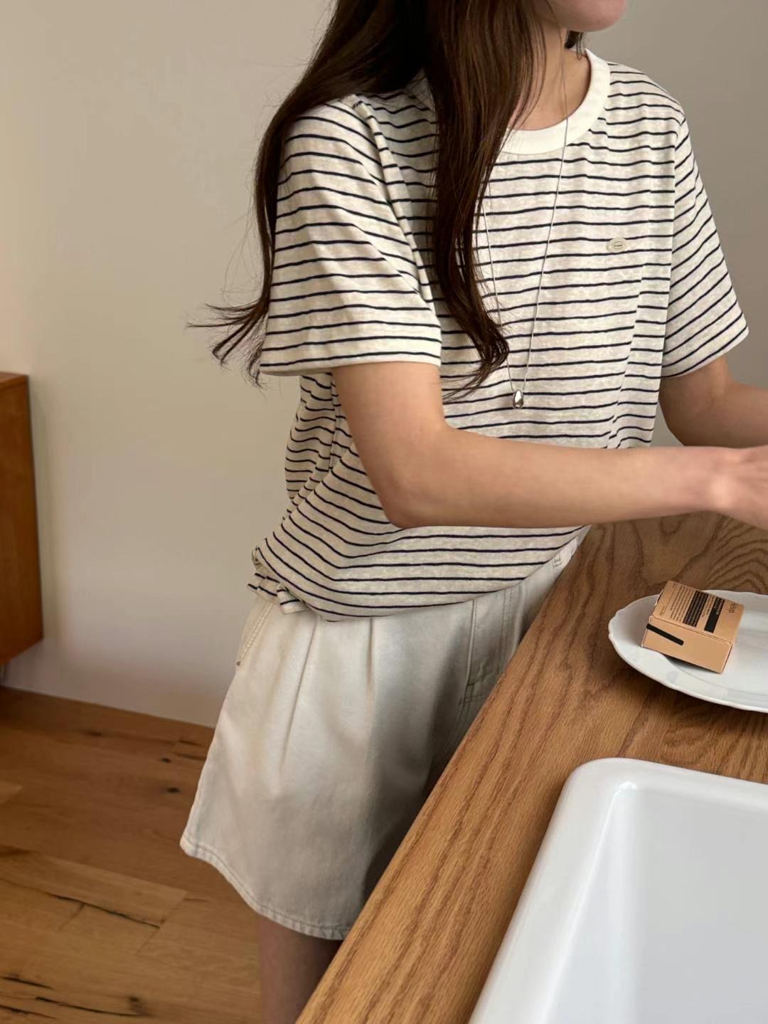 L.REWIND韓國直郵㊣女士新品25春夏人氣職業時尚休閑推薦T恤L.REWINDT恤圖色2