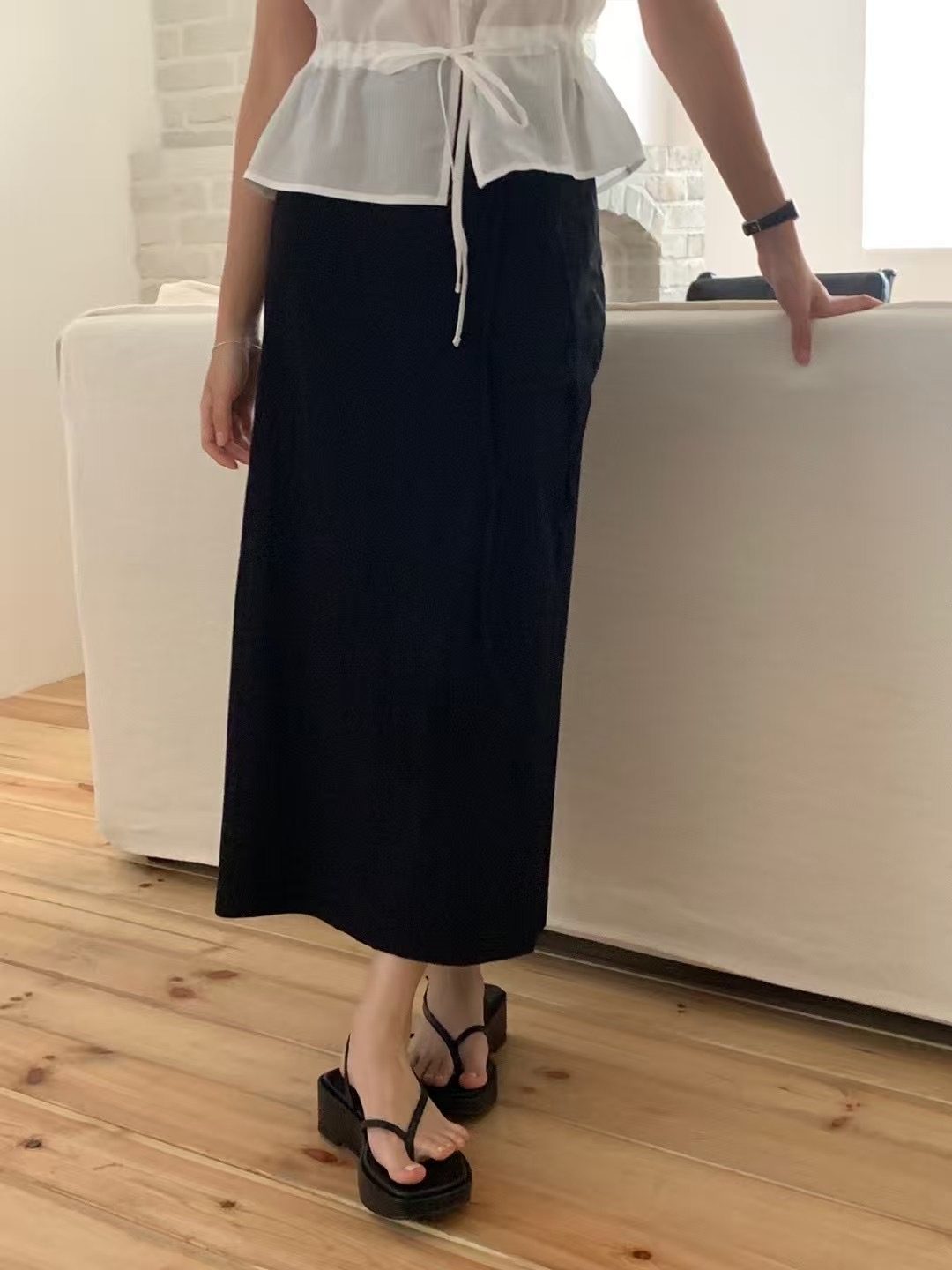 OBOE韓國代購㊣女士新品推薦人氣休閑時尚職業熱賣長裙含腰繩OBOE長裙圖色3
