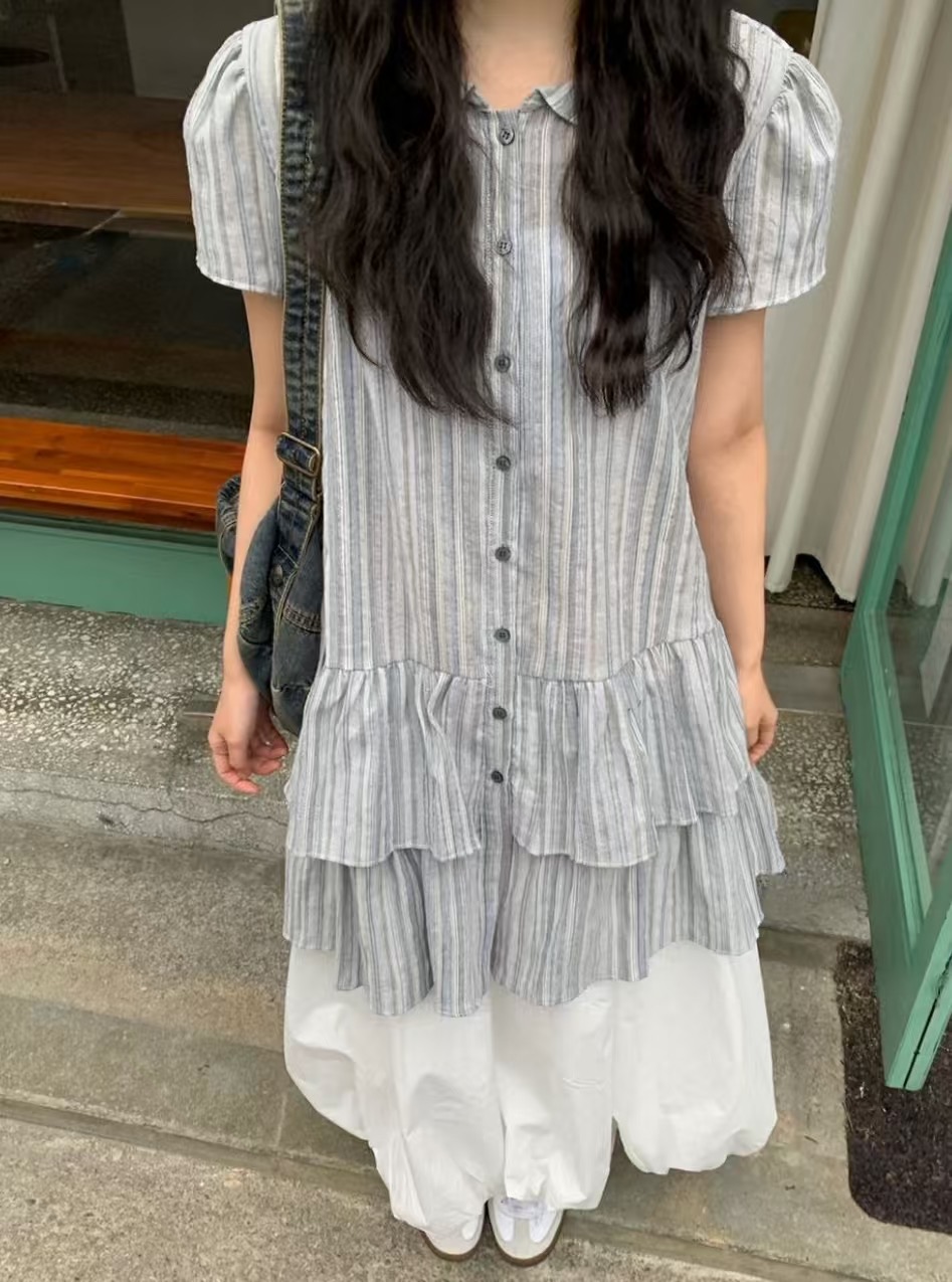 PODO東大門㊣代購女裝新品真品推薦職業時尚休閑連衣裙亞麻PODO連衣裙圖色2