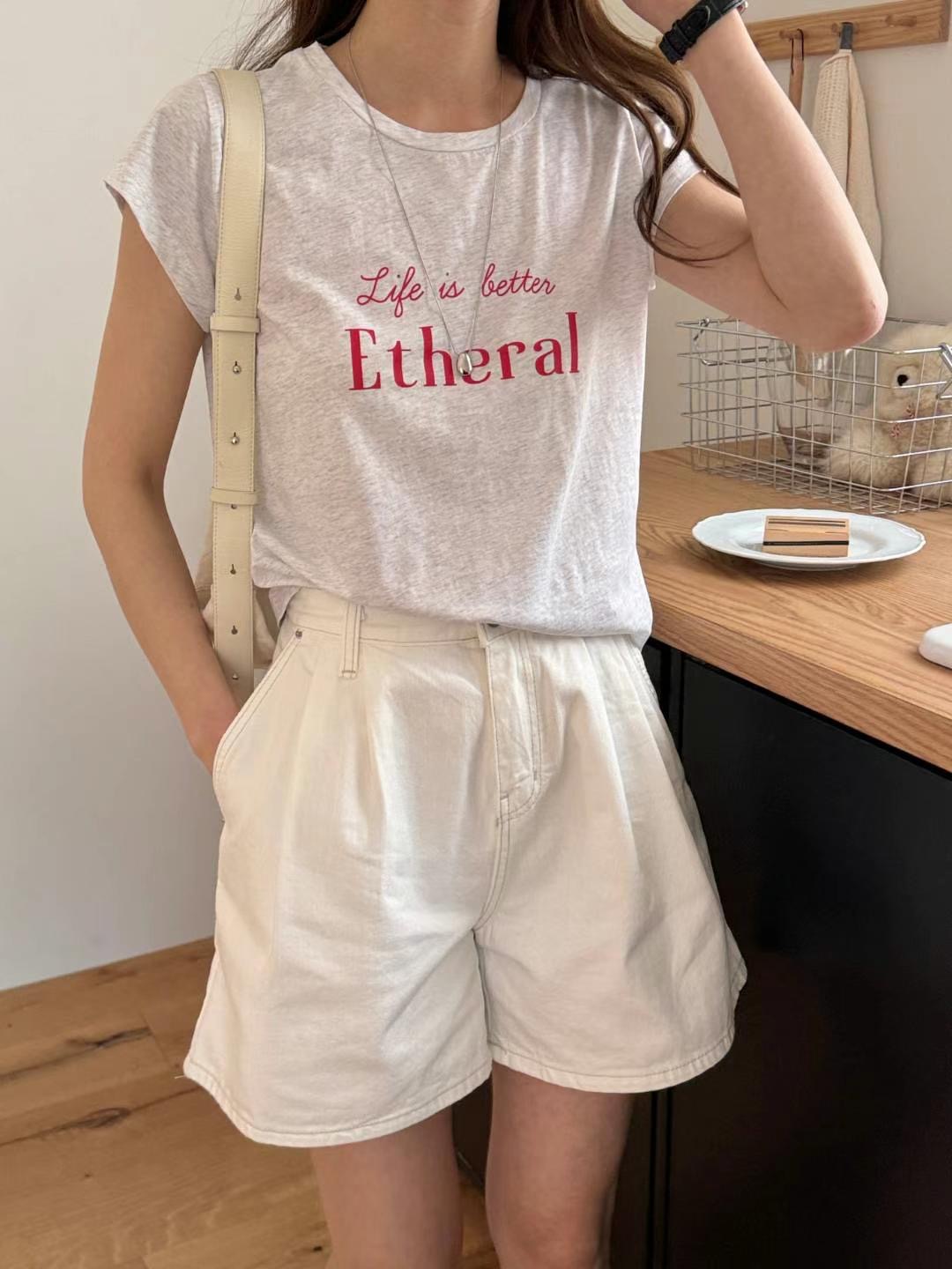 L.REWIND韓國直郵㊣女士新款推薦職業真品25春夏休閑時尚T恤L.REWINDT恤圖色2