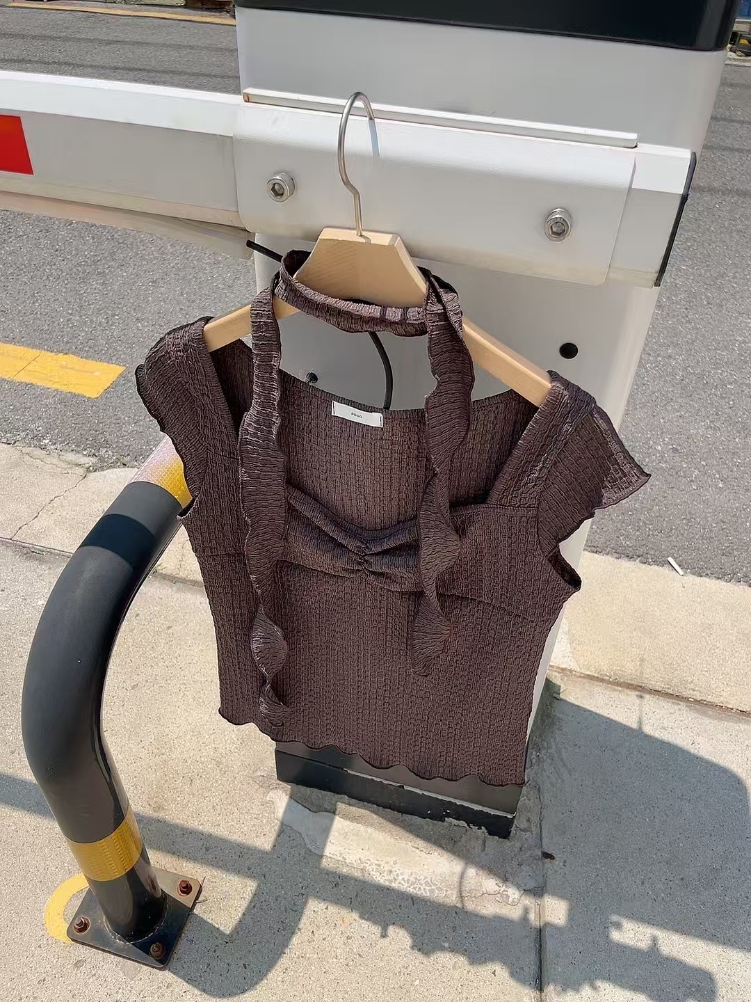 PODO韓國直郵㊣女裝新款真品25春夏時尚人氣休閑職業T恤含脖帶PODOT恤圖色3