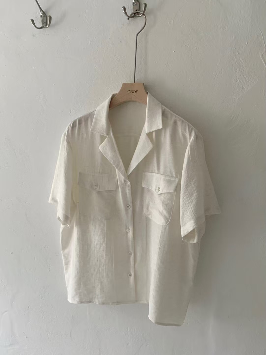 OBOE東大門㊣實拍女裝新款職業熱賣25春夏人氣襯衫蕾絲衫口袋OBOE襯衫/蕾絲衫