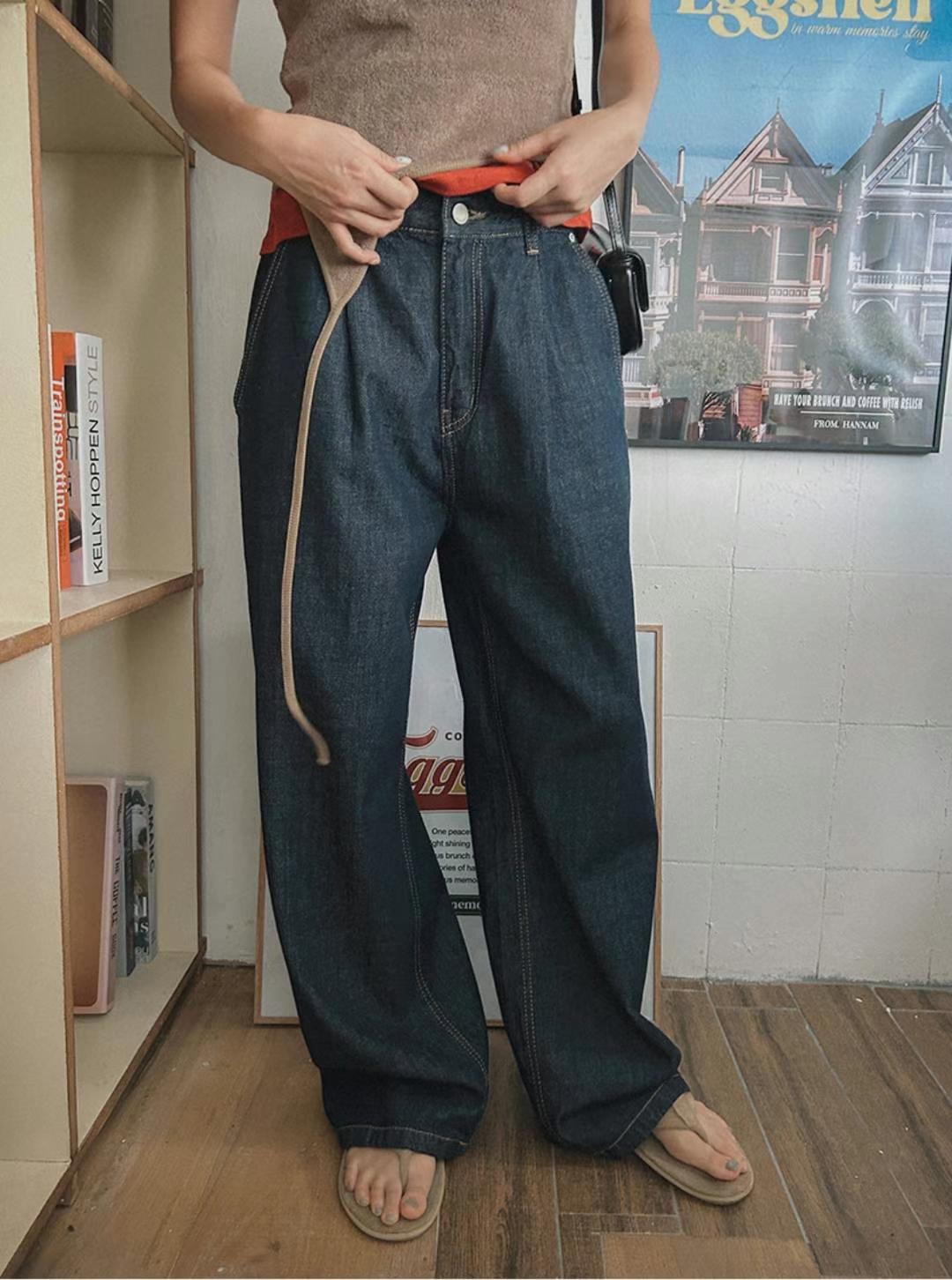 COREBLUE韓國代購㊣女裝新品推薦休閑人氣25春夏職業牛仔褲like core/COREBLUE牛仔褲