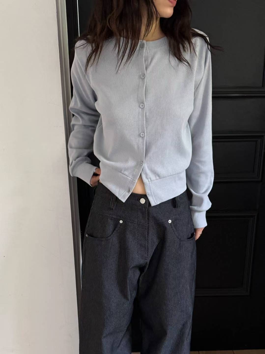 FAVOURED韓國代購㊣女裝新品人氣職業推薦休閑針織衫開衫羅紋FAVOURED針織衫