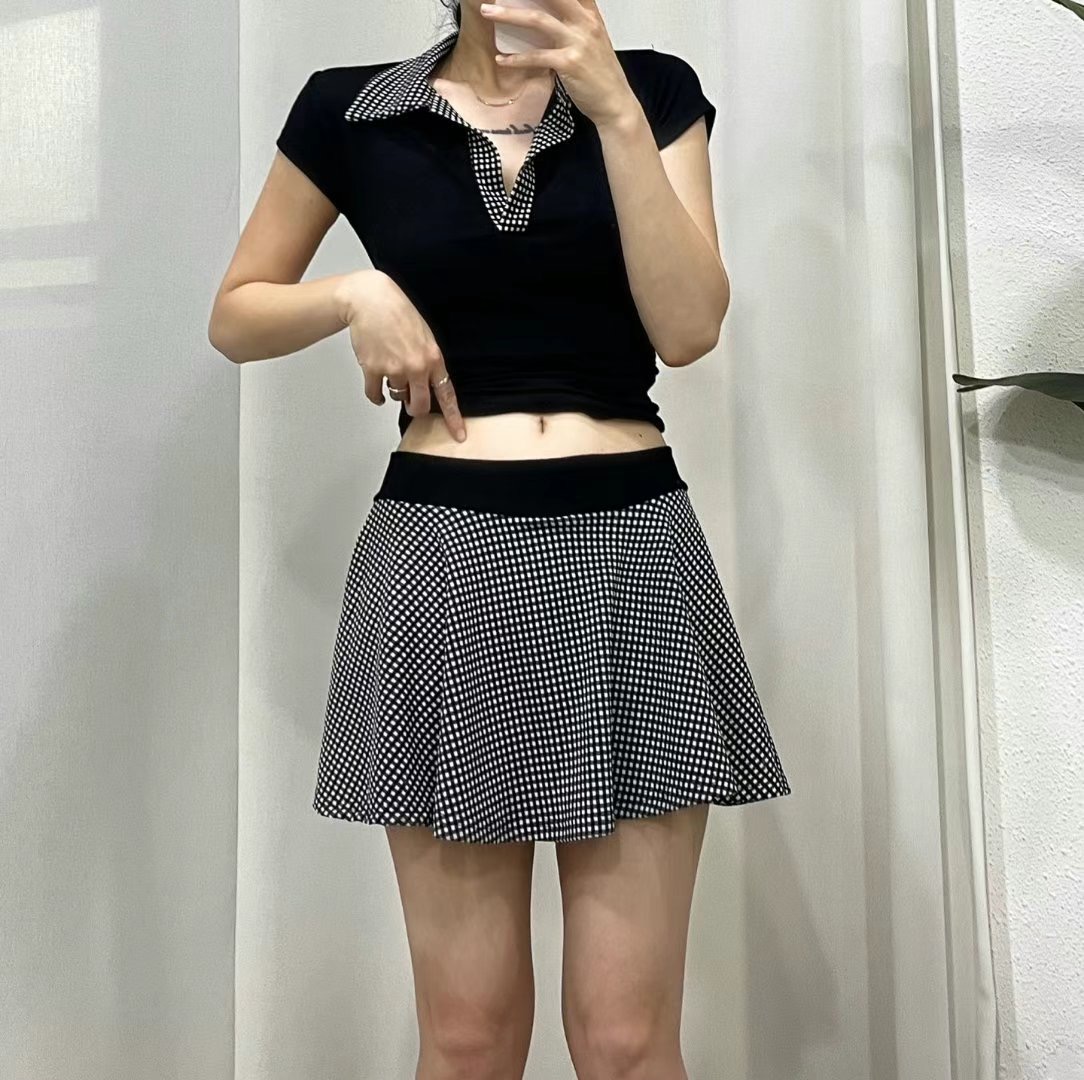 BOY MEET GIRL-T東大門㊣代購女裝新品真品25春夏短裙格紋BOY MEET GIRL-T短裙