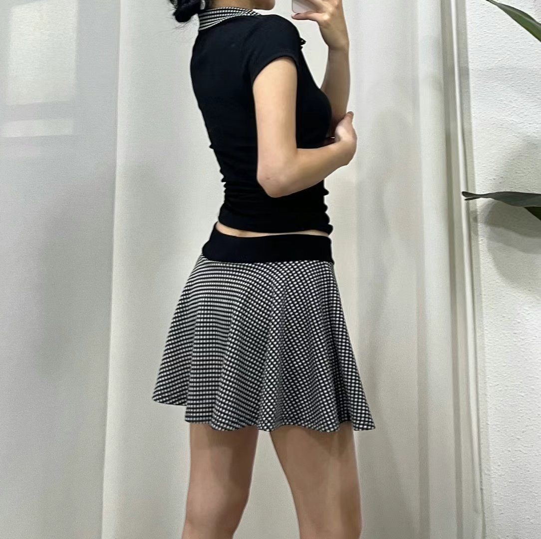 BOY MEET GIRL-T東大門㊣代購女裝新品真品25春夏短裙格紋BOY MEET GIRL-T短裙
