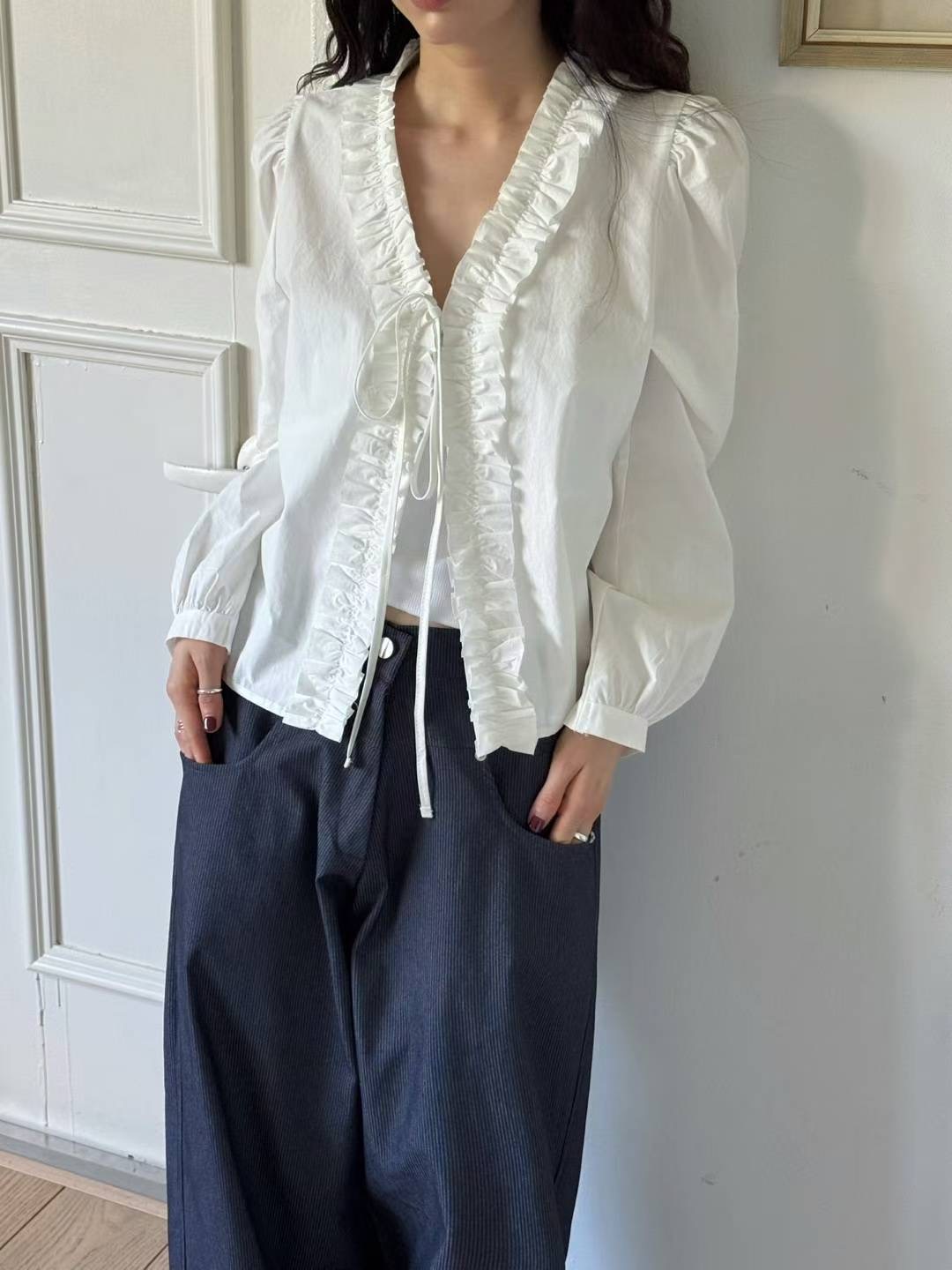 FAVOURED韓國代購㊣女士新款真品推薦熱賣25春夏襯衫蕾絲衫FAVOURED襯衫/蕾絲衫