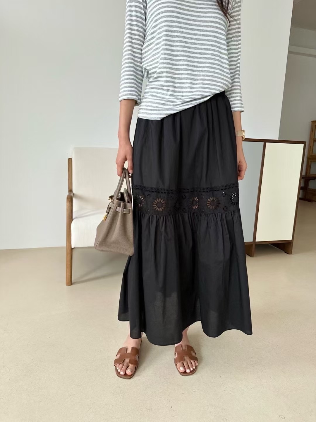 KIND-카인드-OT東大門㊣代購女裝新品25春夏職業長裙蕾絲KIND-ot長裙圖色2