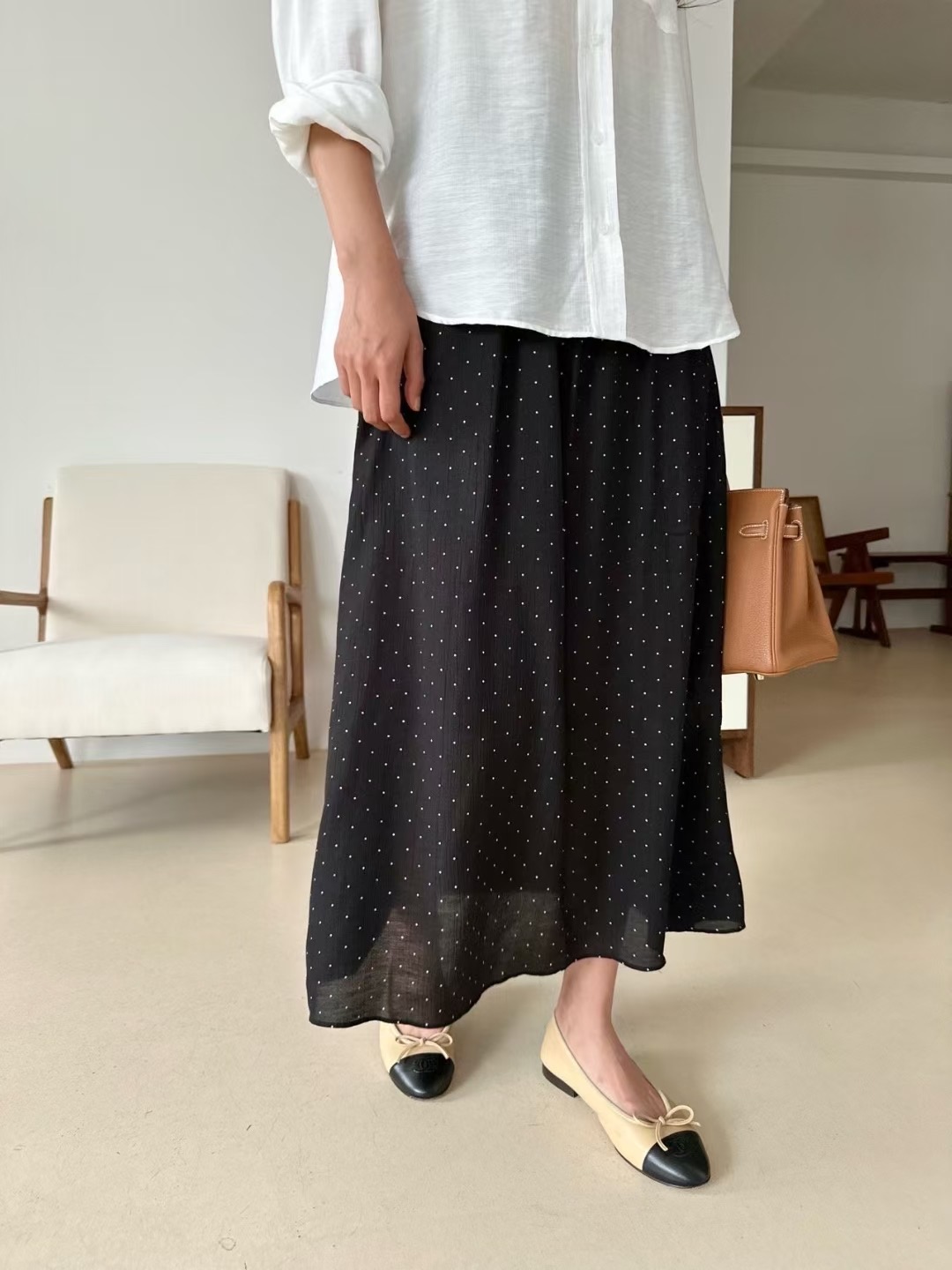 KIND-카인드-OT韓國代購㊣女士新款休閑職業25春夏長裙圓點裙KIND-ot長裙圖色2