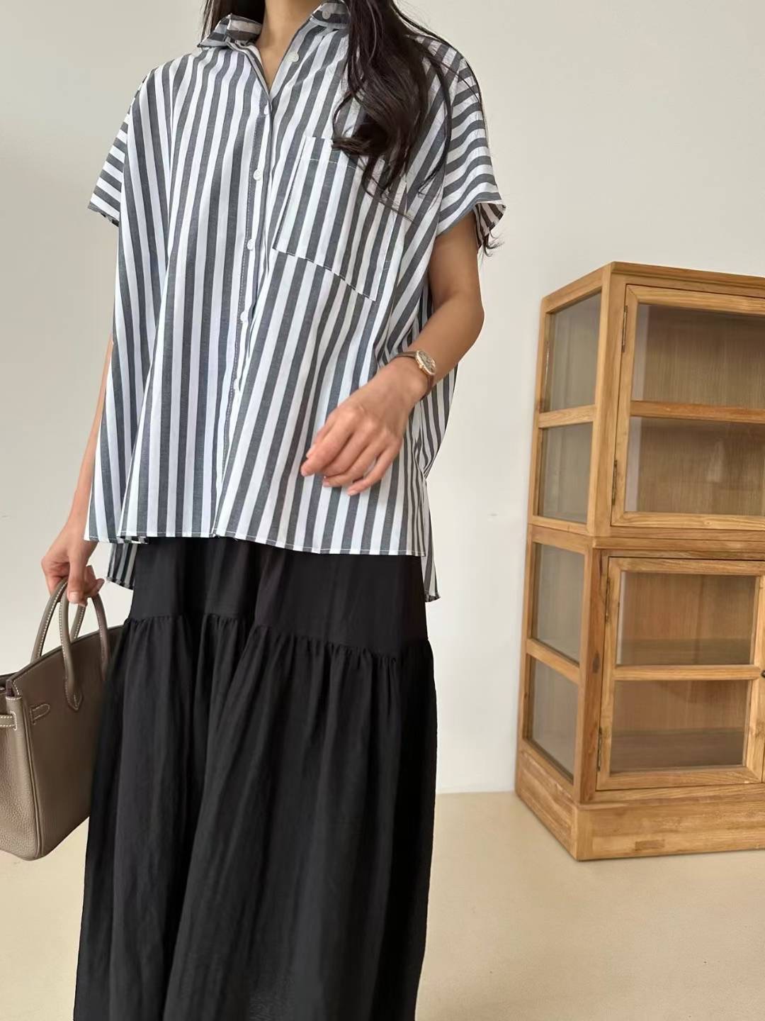 KIND-카인드-OT東大門㊣實拍女裝新品時尚襯衫蕾絲衫條紋KIND-ot襯衫/蕾絲衫