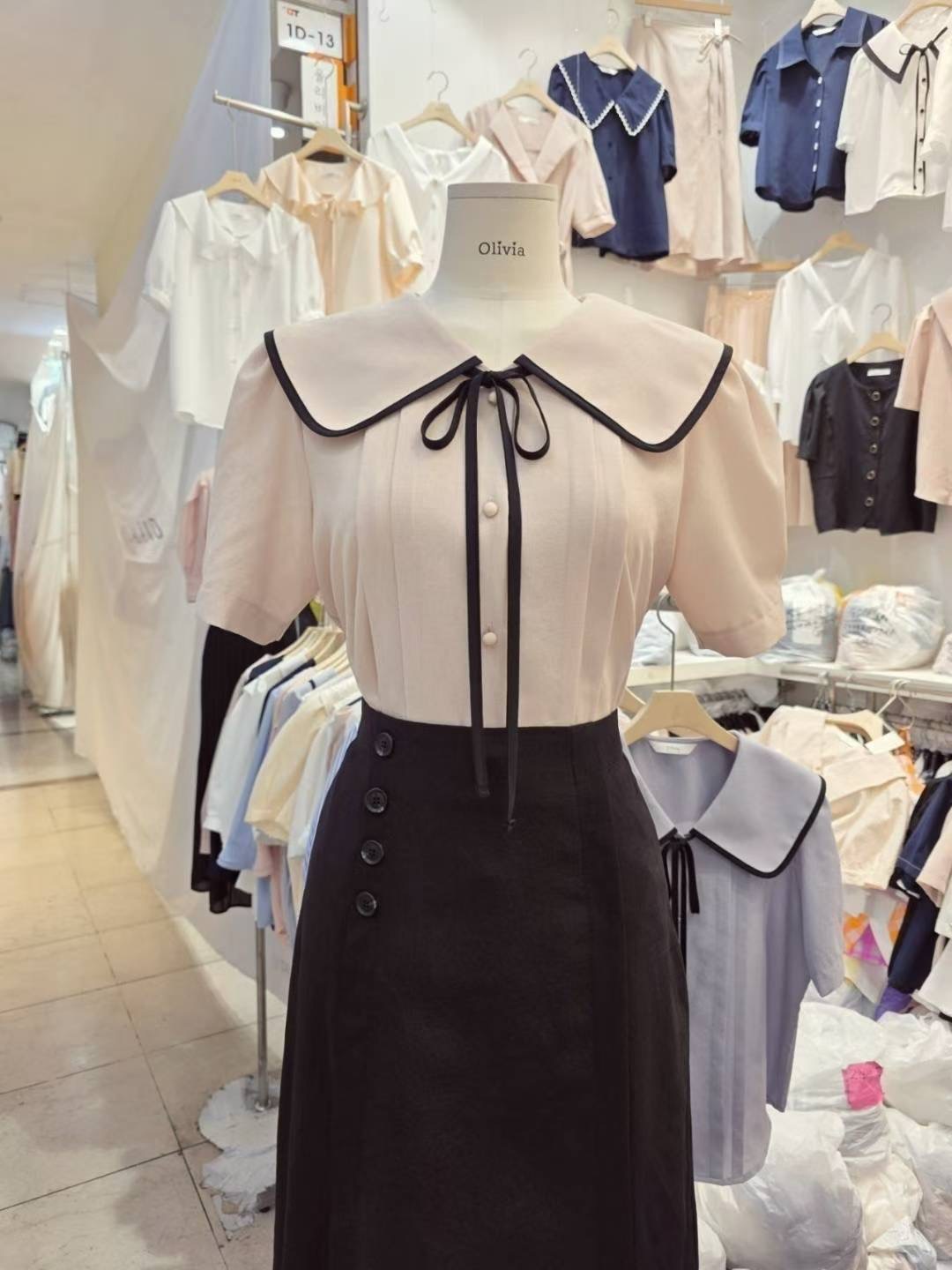 OLIVIA韓國代購㊣女裝新品時尚職業25春夏熱賣休閑襯衫蕾絲衫OLIVIA襯衫/蕾絲衫圖色3