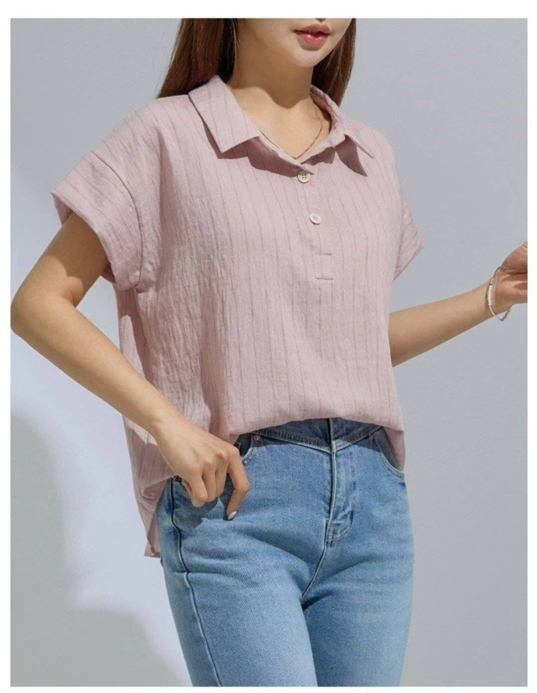 OLIVIA韓國直郵㊣女裝新品休閑熱賣職業人氣襯衫蕾絲衫條紋OLIVIA襯衫/蕾絲衫圖色2