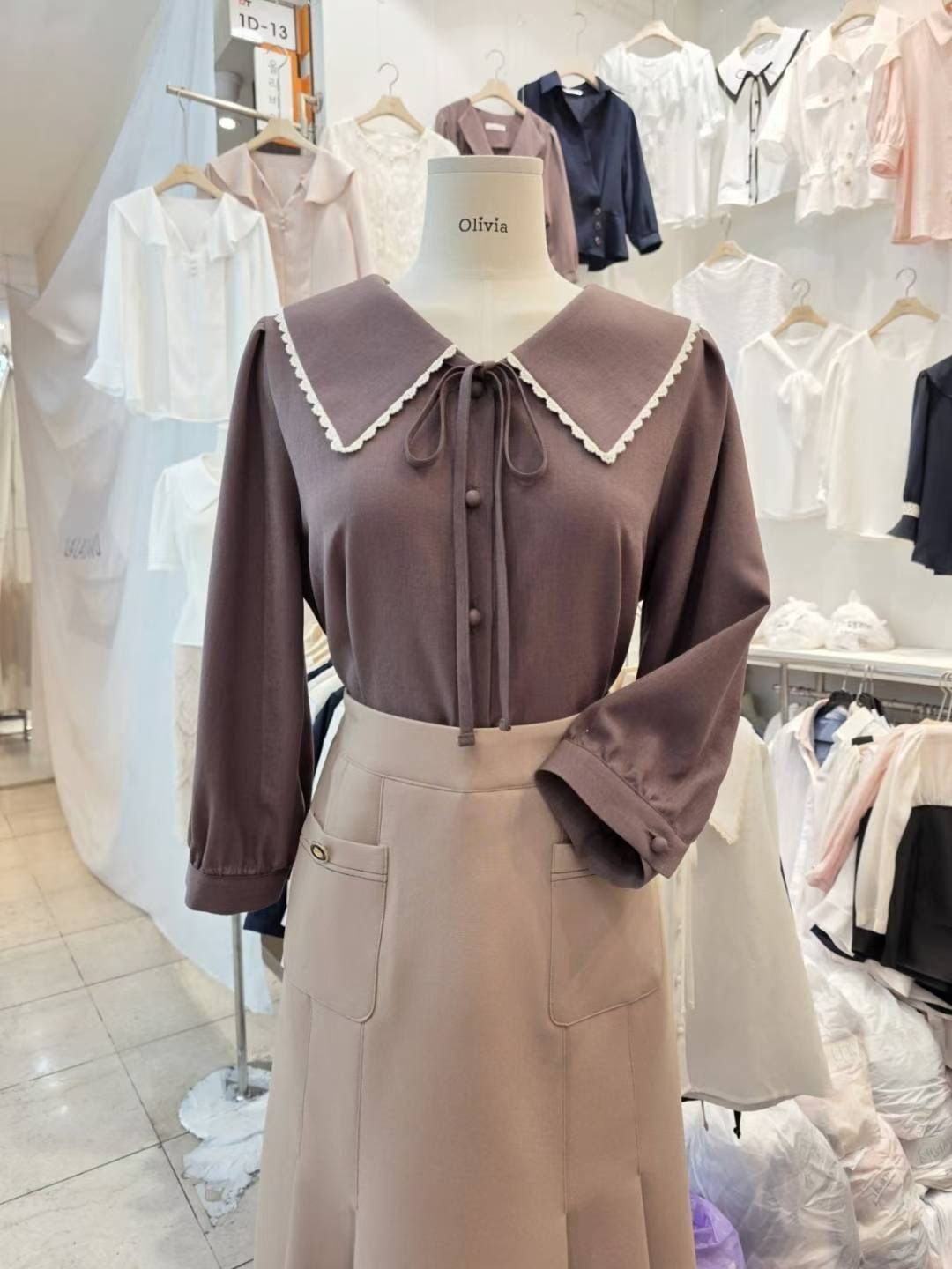 OLIVIA東大門㊣代購女士新款時尚熱賣真品職業休閑襯衫蕾絲衫OLIVIA襯衫/蕾絲衫