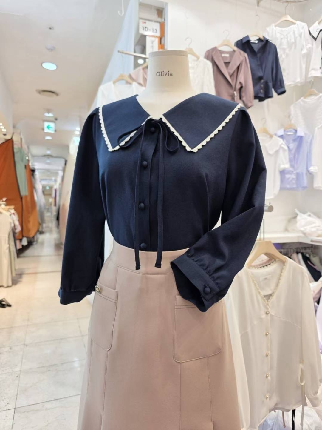 OLIVIA東大門㊣代購女士新款時尚熱賣真品職業休閑襯衫蕾絲衫OLIVIA襯衫/蕾絲衫圖色3