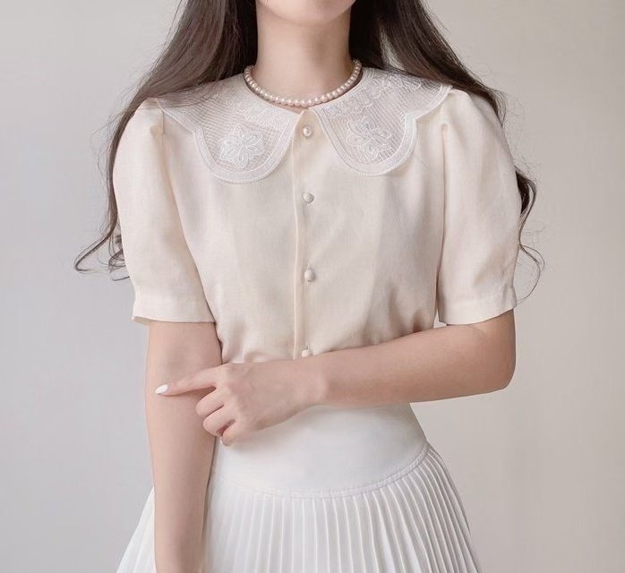 OLIVIA東大門㊣代購女裝新款25春夏時尚職業推薦襯衫蕾絲衫OLIVIA襯衫/蕾絲衫圖色2