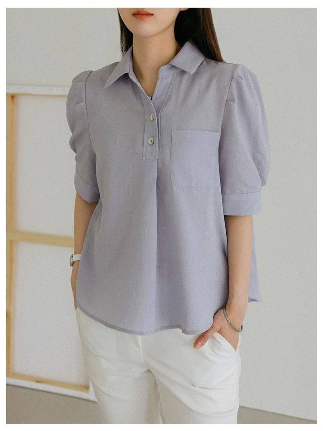 OLIVIA韓國代購㊣女士新品真品熱賣職業推薦襯衫蕾絲衫口袋OLIVIA襯衫/蕾絲衫圖色3