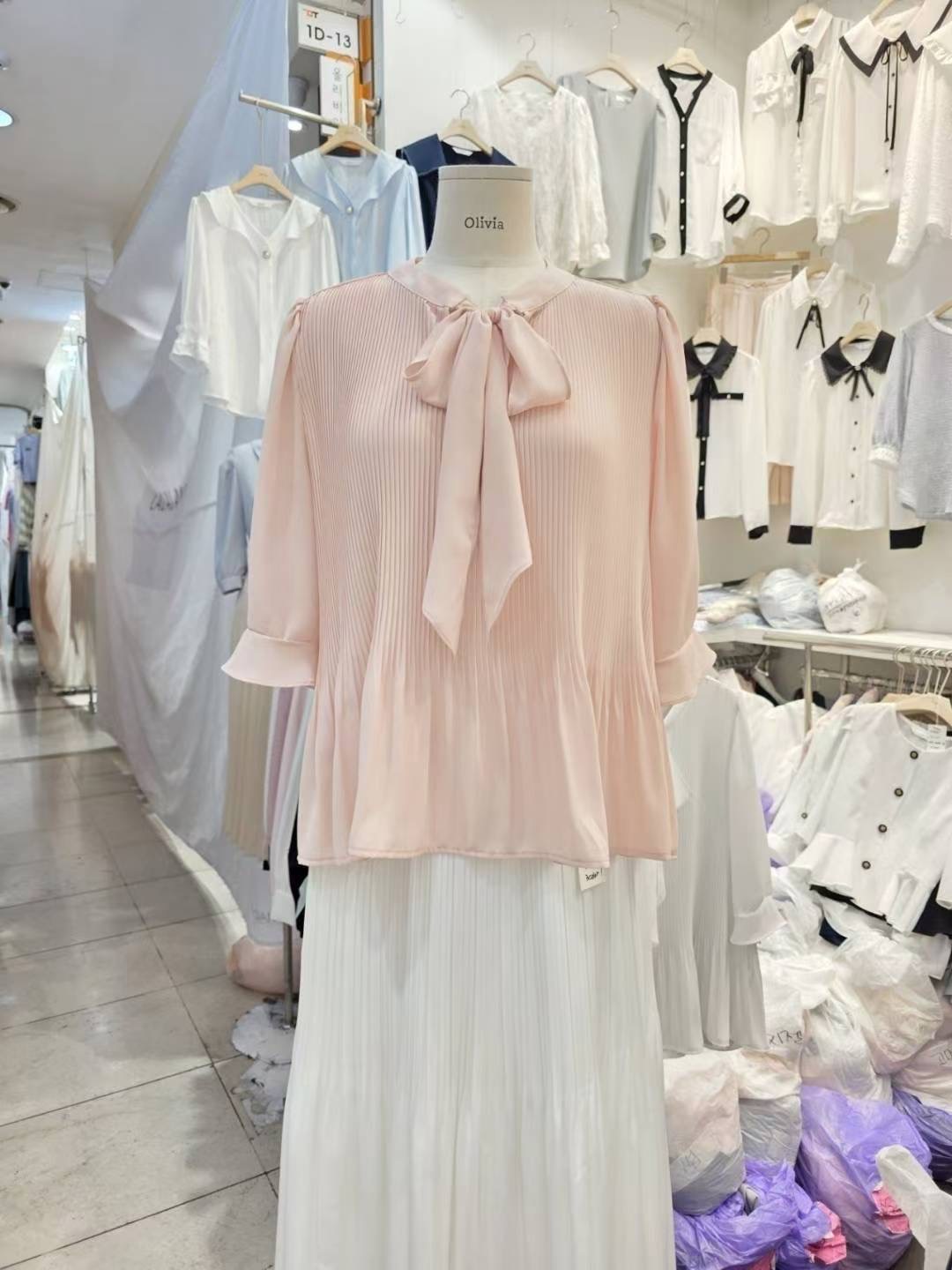 OLIVIA東大門㊣實拍女裝新品熱賣人氣休閑襯衫蕾絲衫蝴蝶結OLIVIA襯衫/蕾絲衫圖色3