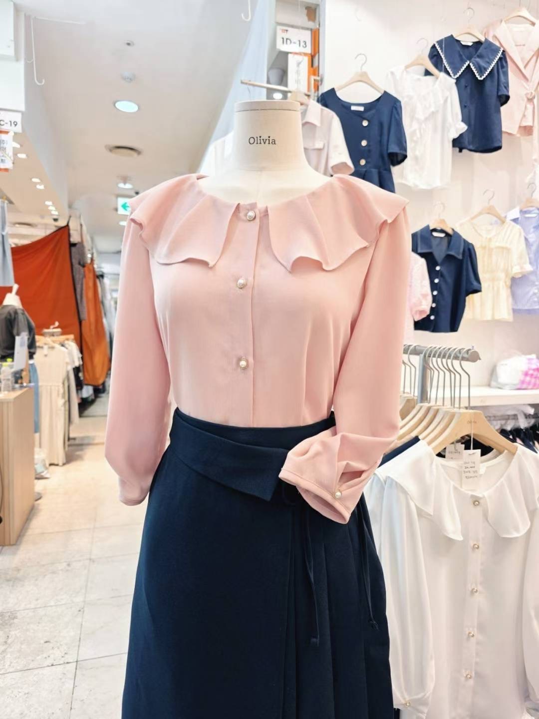 OLIVIA東大門㊣實拍女士新品職業人氣休閑熱賣真品襯衫蕾絲衫OLIVIA襯衫/蕾絲衫圖色2